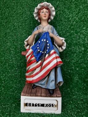 Vintage McCormick Patriots Betsy Ross Figural Bourbon Whiskey Decanter Empty USA
